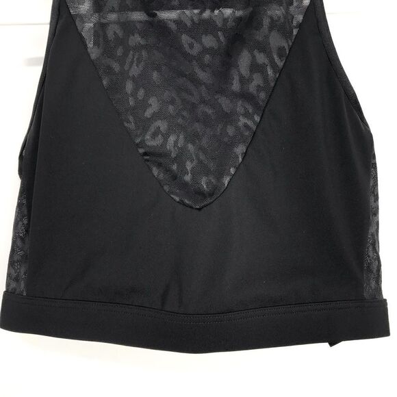 Victoria’s Secret Black / Leopard Print Mesh Panel Mock Neck Crop Top - Picture 6 of 14
